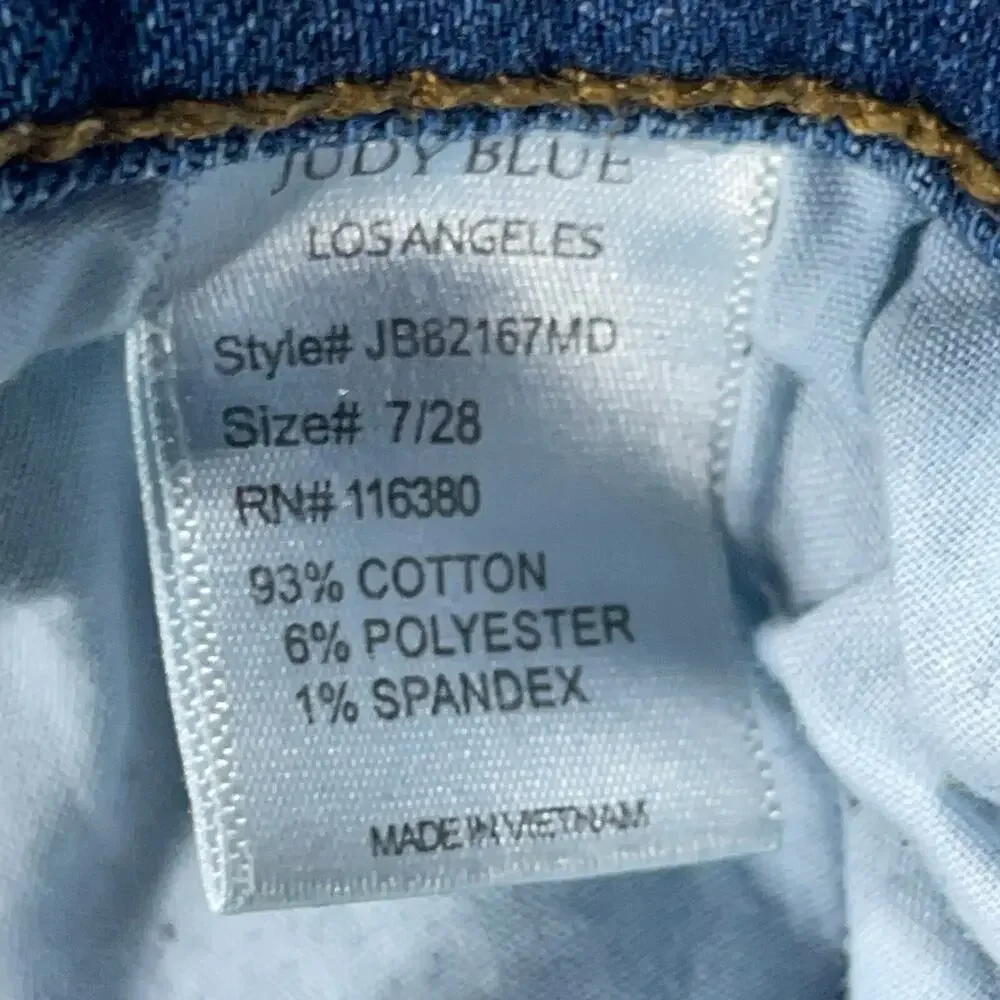 Judy‎ Blue Jeans Womens 7/28  Skinny Fit Distressed Plaid Patch Medium Wash